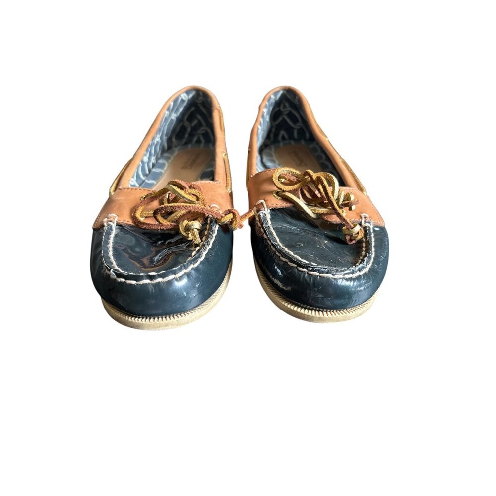 Sperry Top-Sider Womens Two-Tone Leather & Patent Boat Shoes - Classic Nautical
